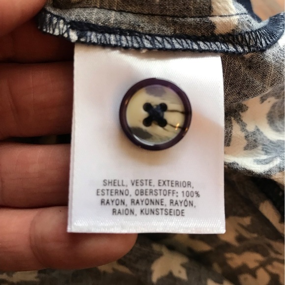 ANTHROPOLOGIE Maeve top blouse navy with bird print. - Picture 8 of 9